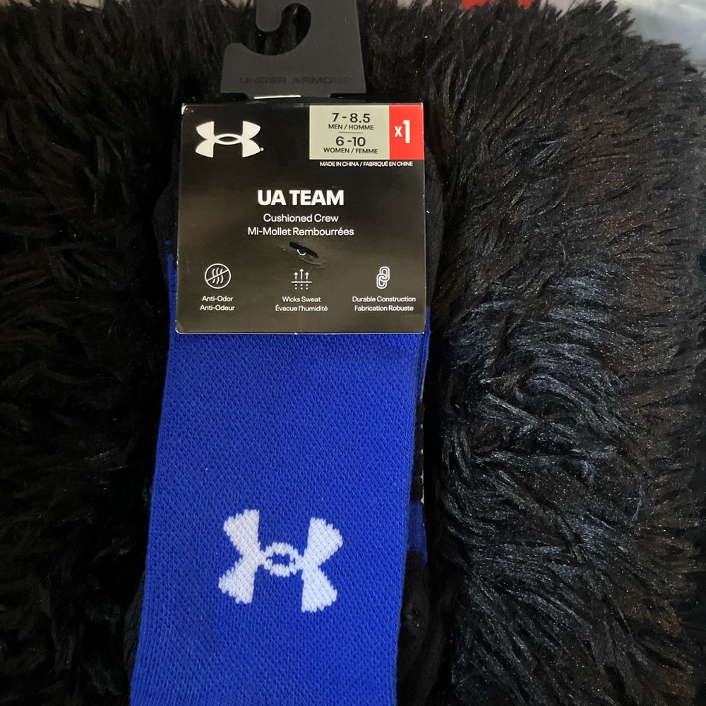 Under Armour UA Team Cushioned Crew Socks - Royal Blue with White Logo